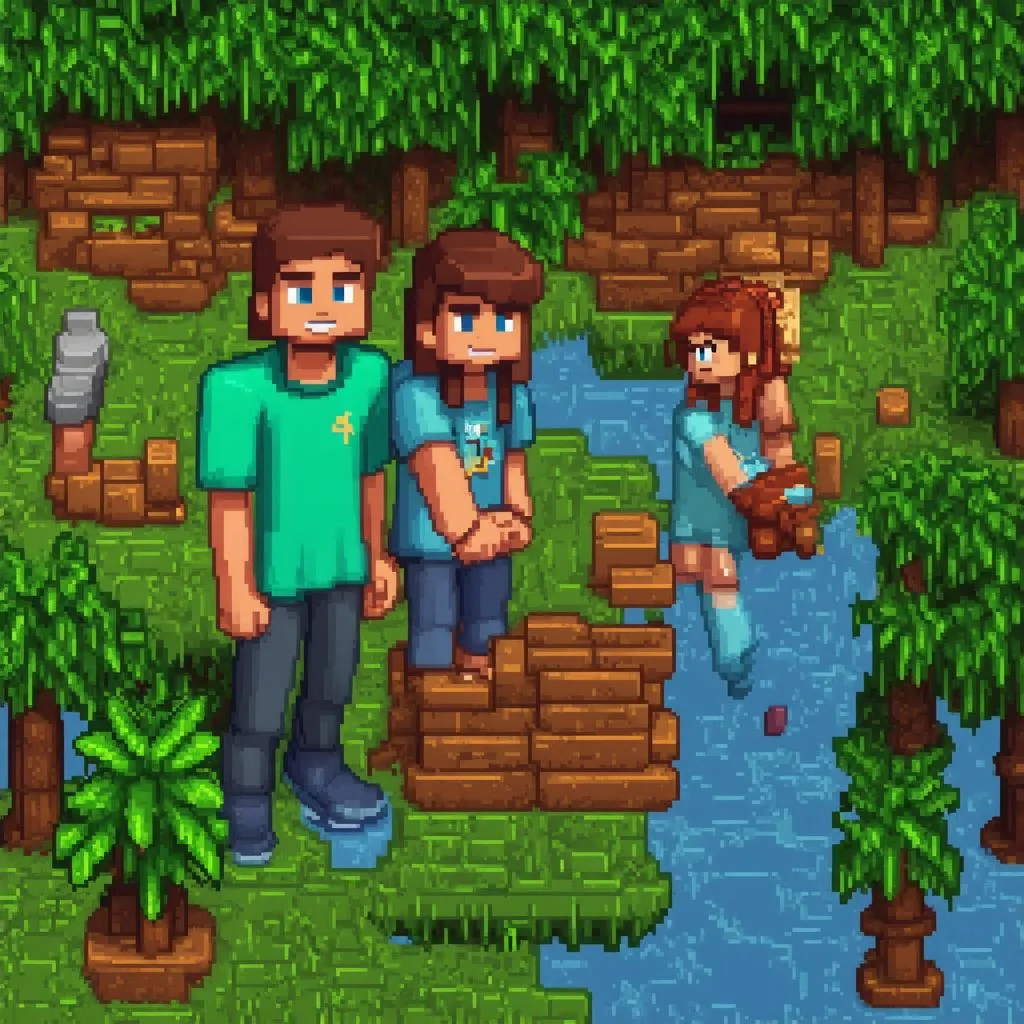 Bạn bè cùng nhau xây dựng thế giới trong Minecraft