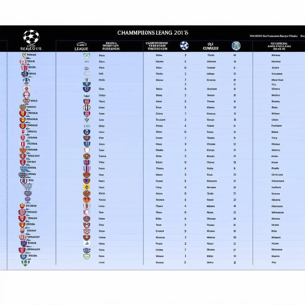 Bảng xếp hạng Champions League