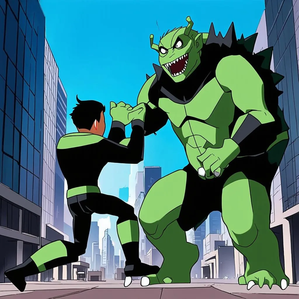 Ben 10 chiến đấu với quái vật