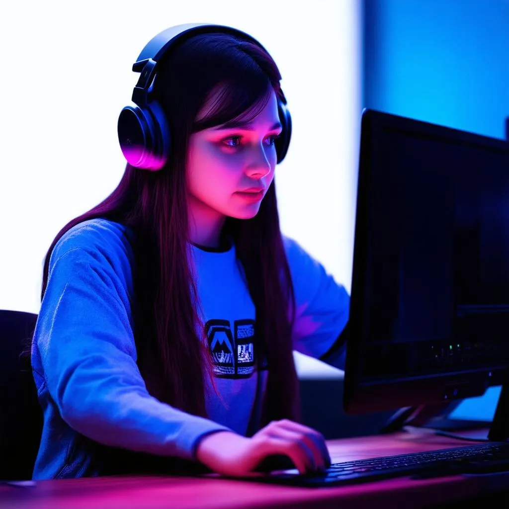 Girl playing League of Legends