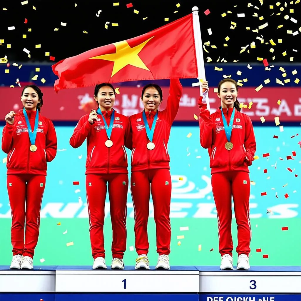 Các cô gái Việt Nam giành huy chương vàng SEA Games