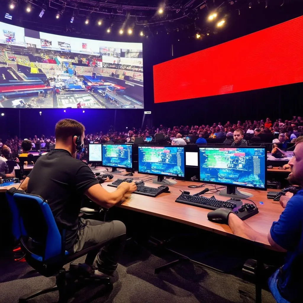 Các Game Thủ Đang Thi Đấu E-sport Tại Sân Khấu Lớn