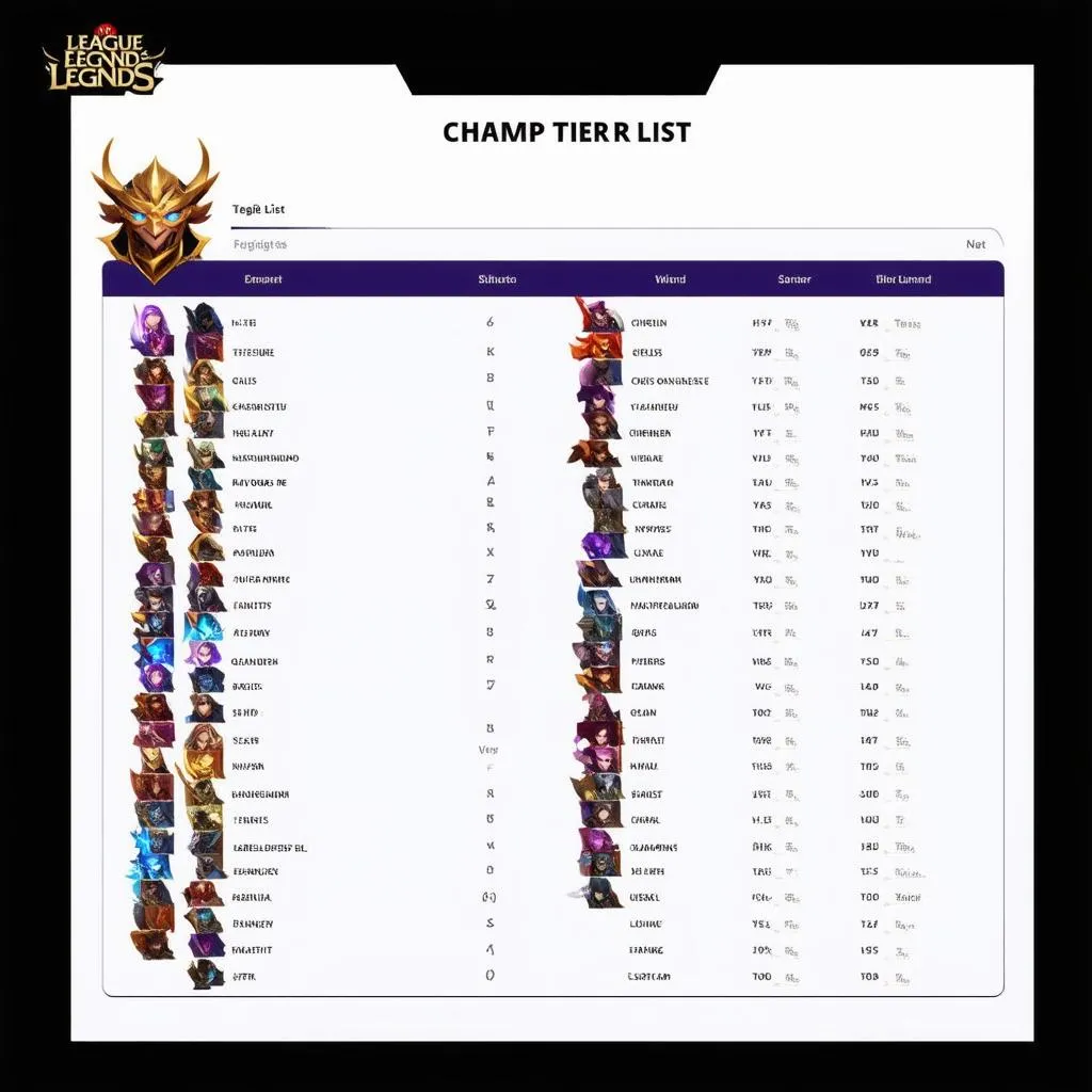 Champ Tier List Bảng Xếp Hạng