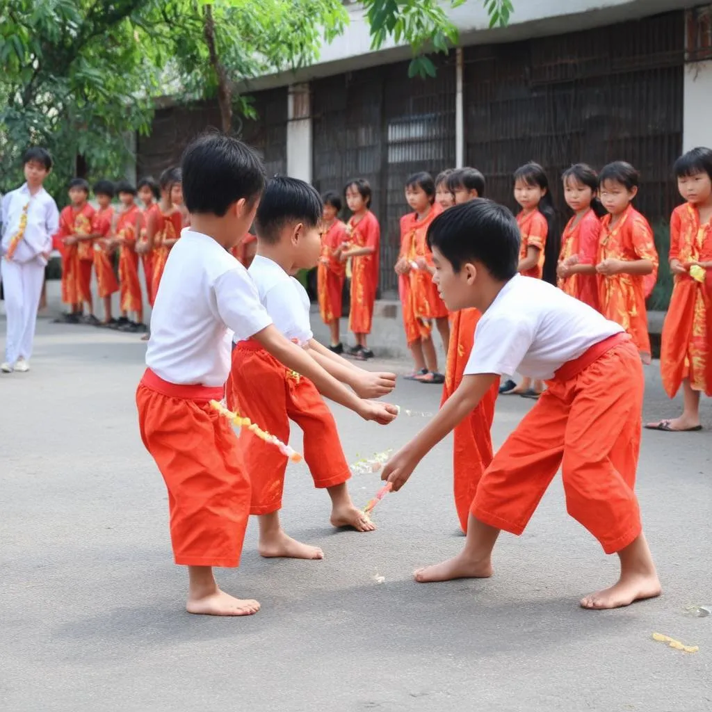 Trẻ em chơi ô ăn quan