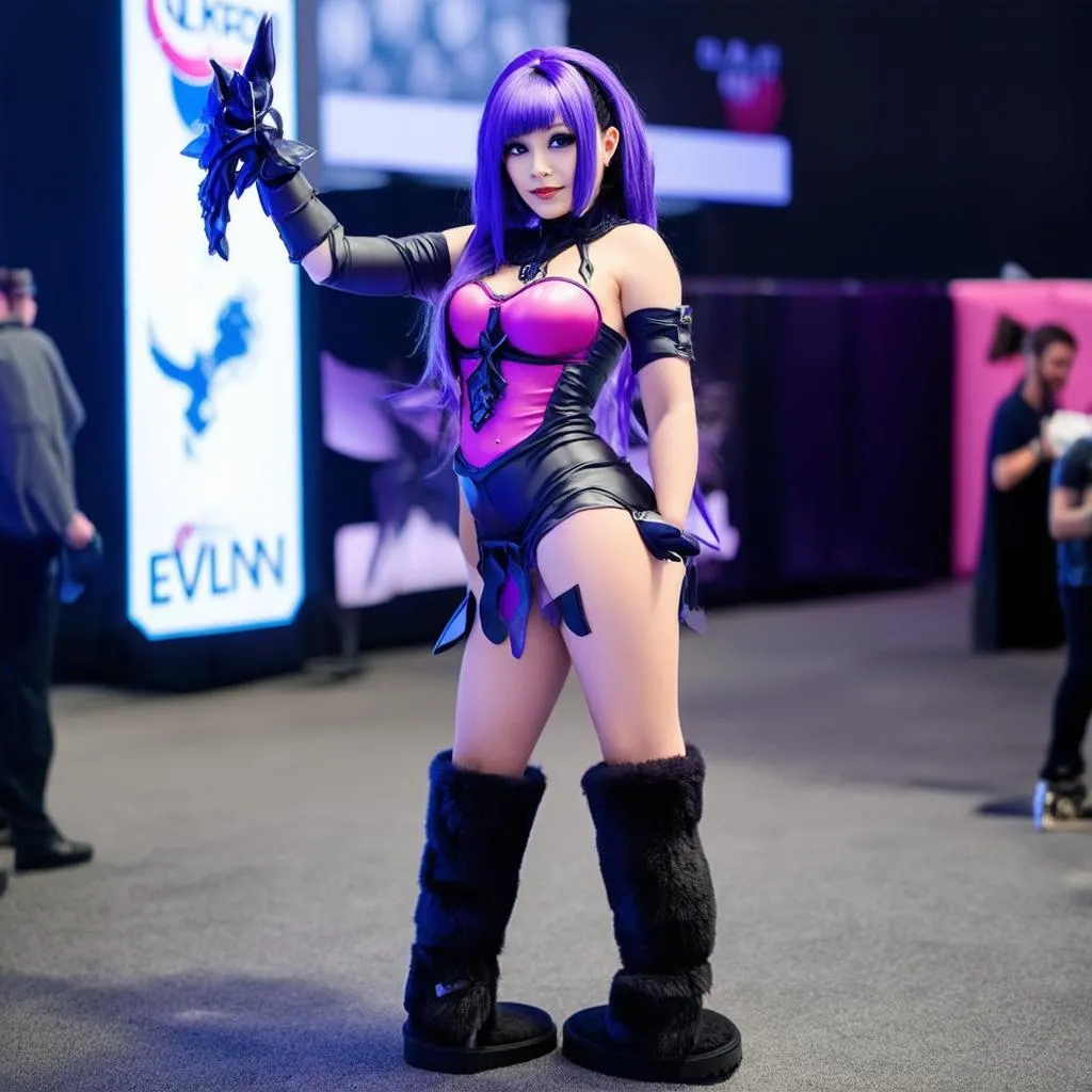 Cô gái diện trang phục cosplay Evelynn và đi UGG boots