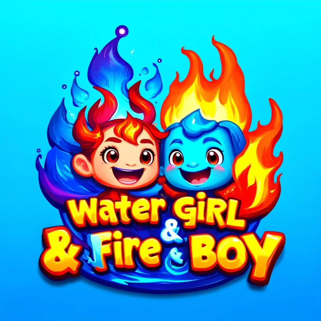 Logo game cô gái nước và chú bé lửa