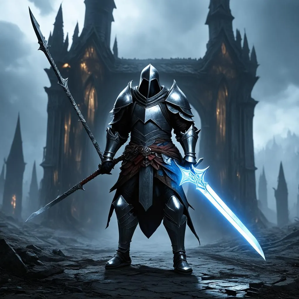 Nhân vật Dark Souls với thanh Greatsword