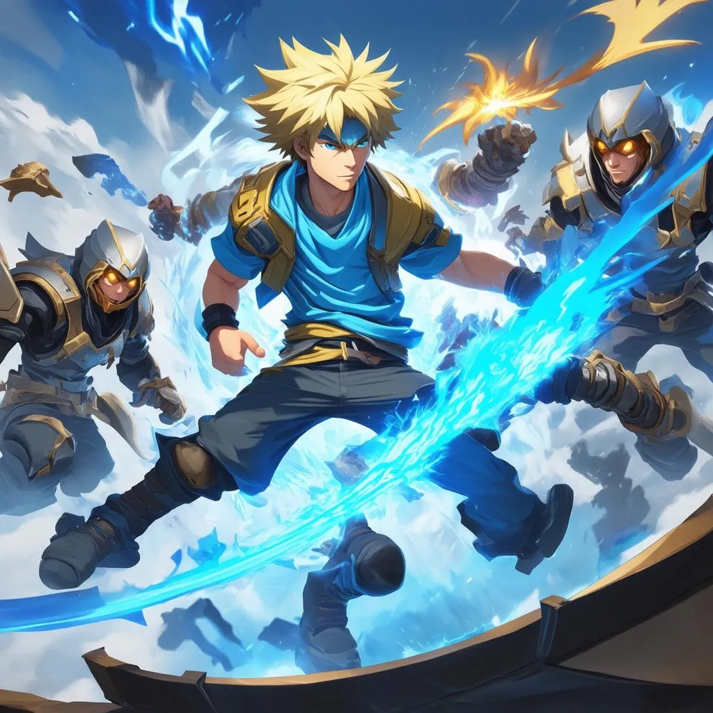 Ezreal giao tranh với team địch