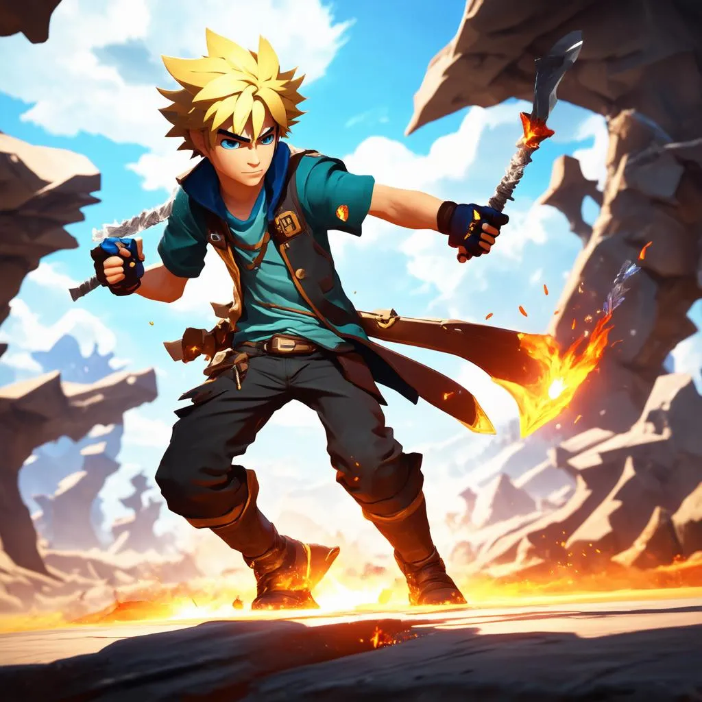 Ezreal đang chiến đấu trong Liên Minh Huyền Thoại