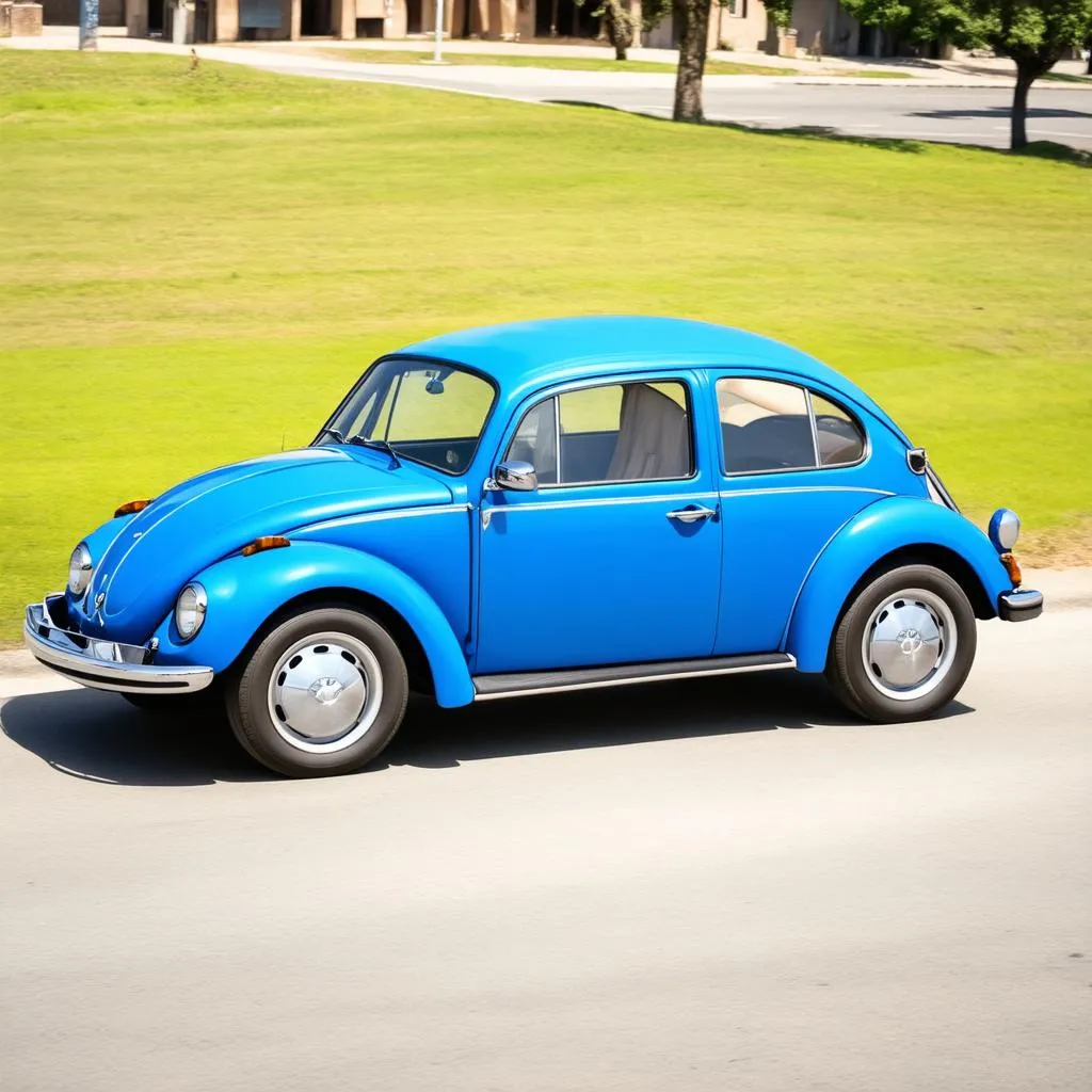 Xe Volkswagen Beetle màu xanh dương cổ điển