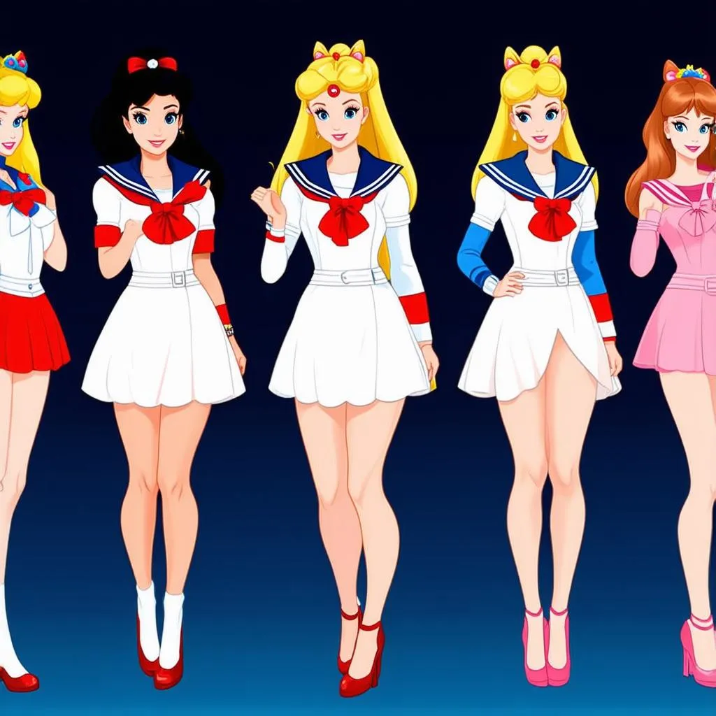 Game thời trang công chúa Disney phong cách Sailor Moon