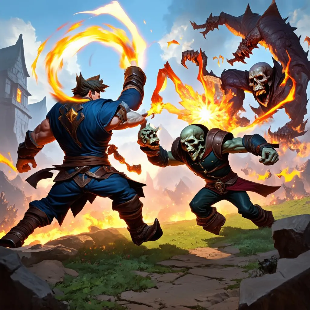 Garen và Yorick đối đầu tại đường trên