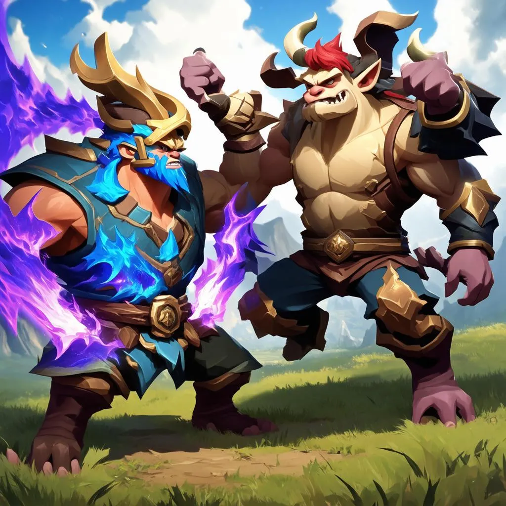 Garen và Ornn đối đầu ở giai đoạn đầu trận