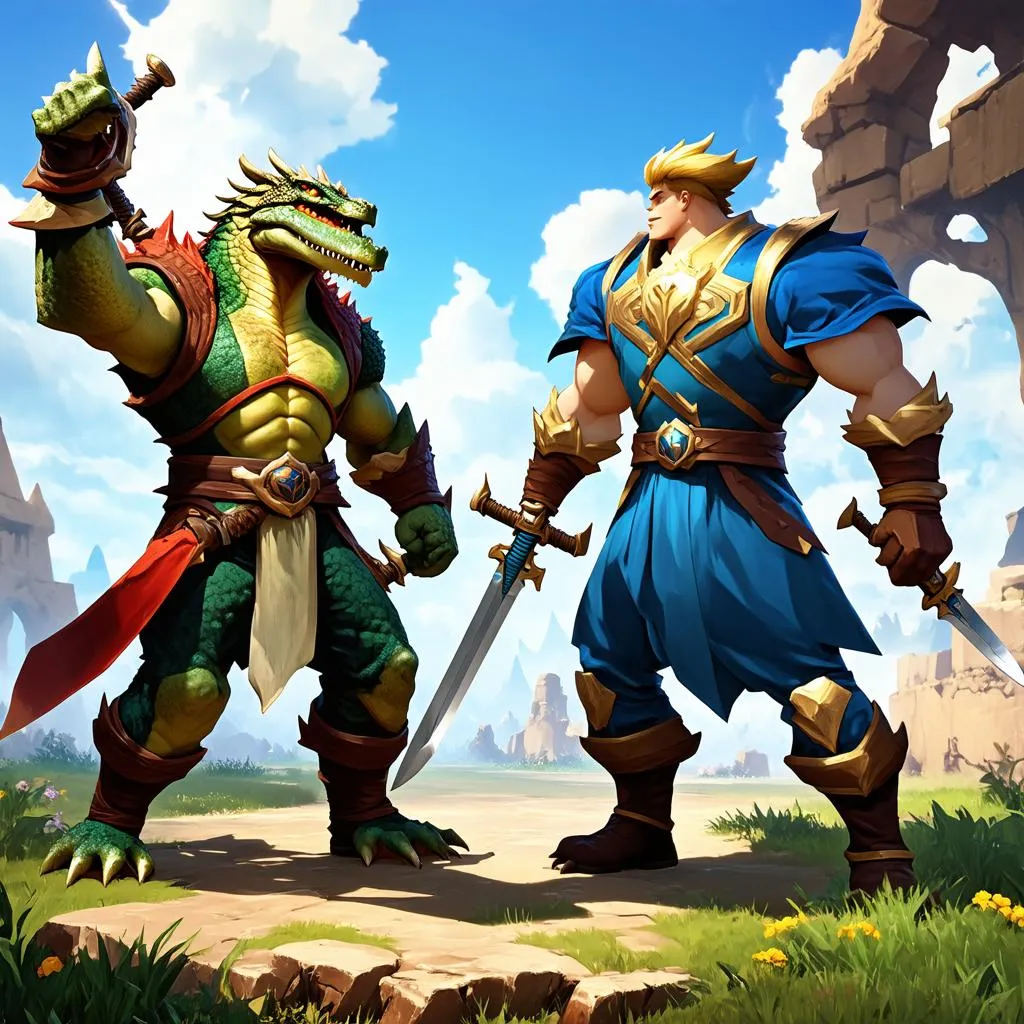 Garen and Renekton facing off