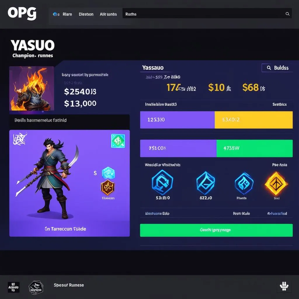 Giao diện trang web OPGG Yasuo