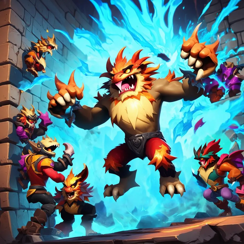 Mega Gnar hất tung đối thủ