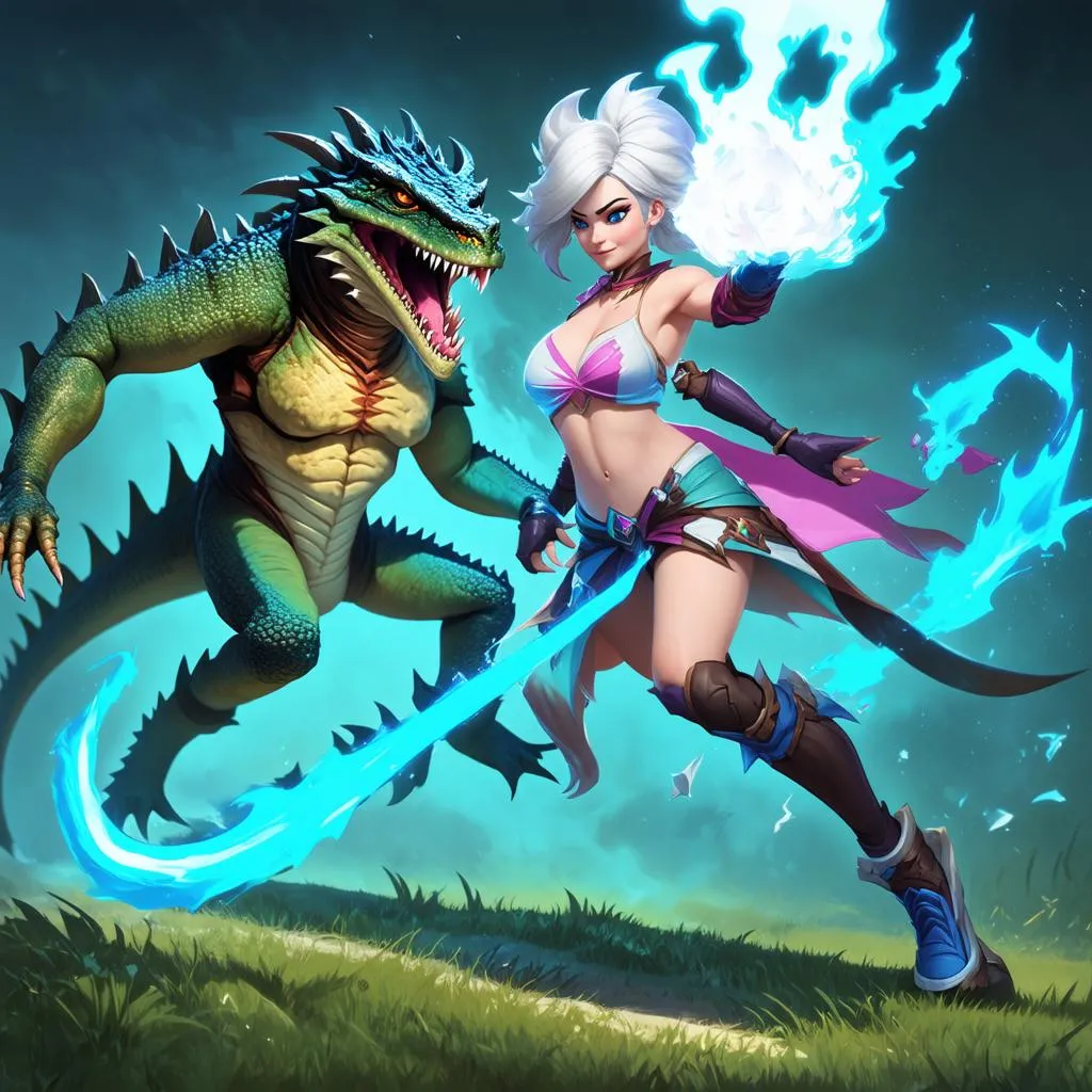 Gwen đang né chiêu của Renekton