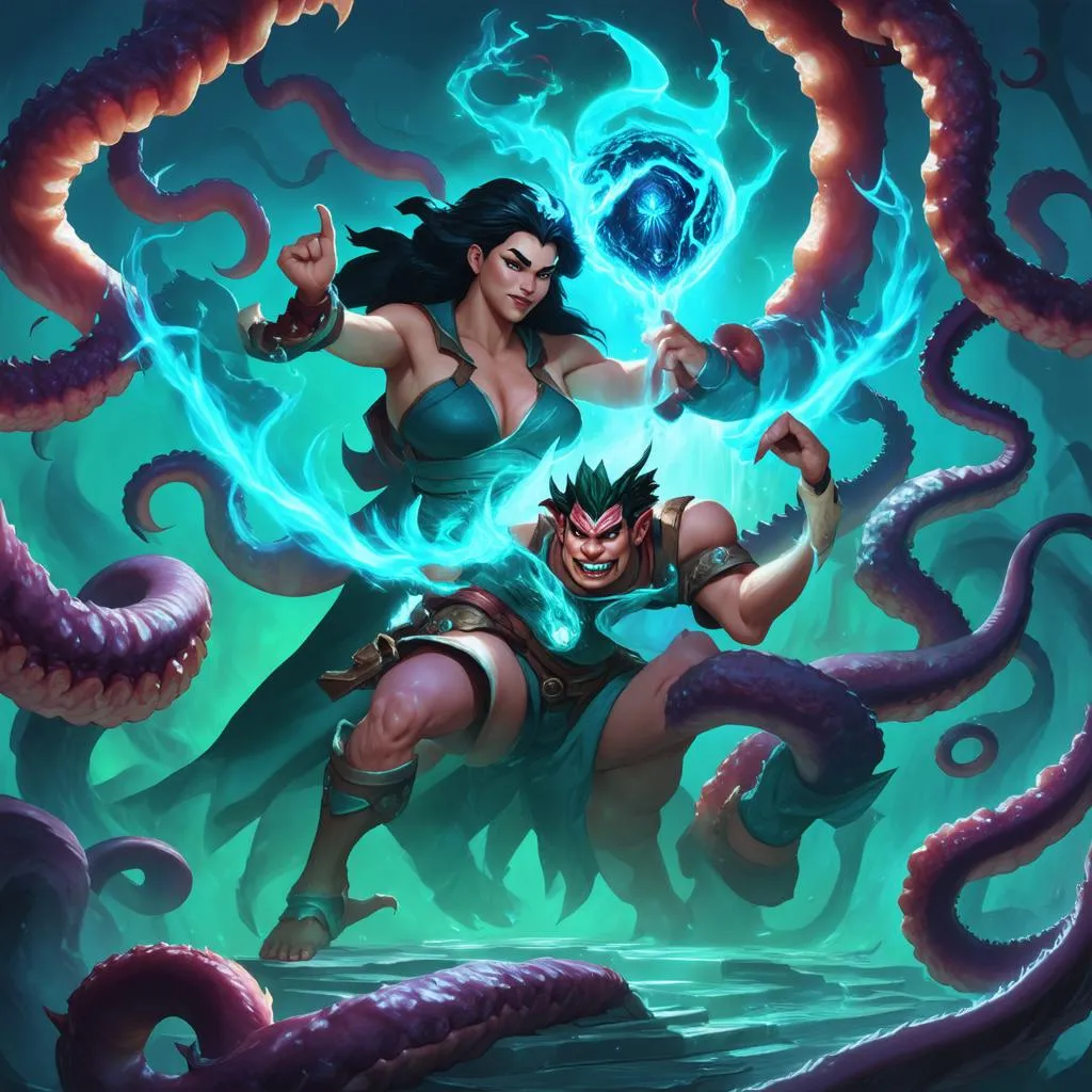 illaoi dùng kỹ năng E với darius