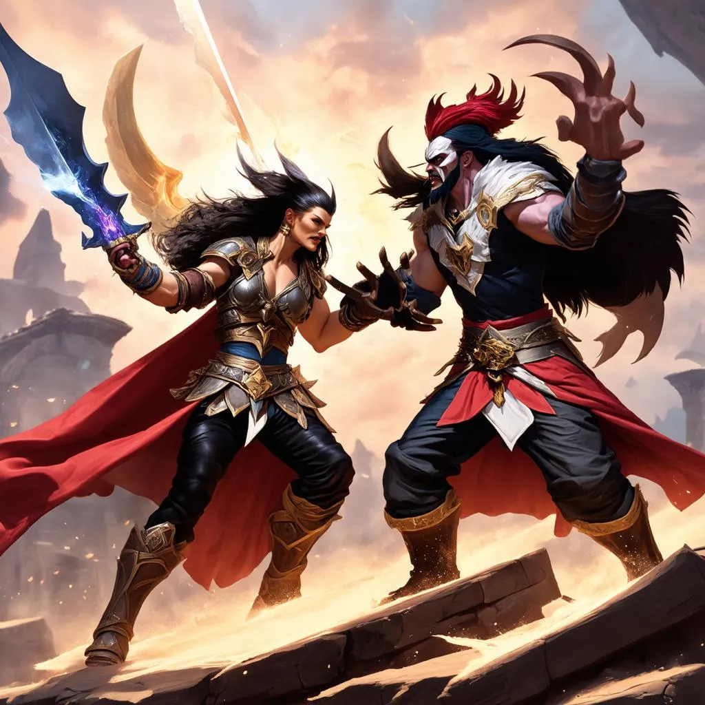 Sivir đối đầu Draven trong giao tranh