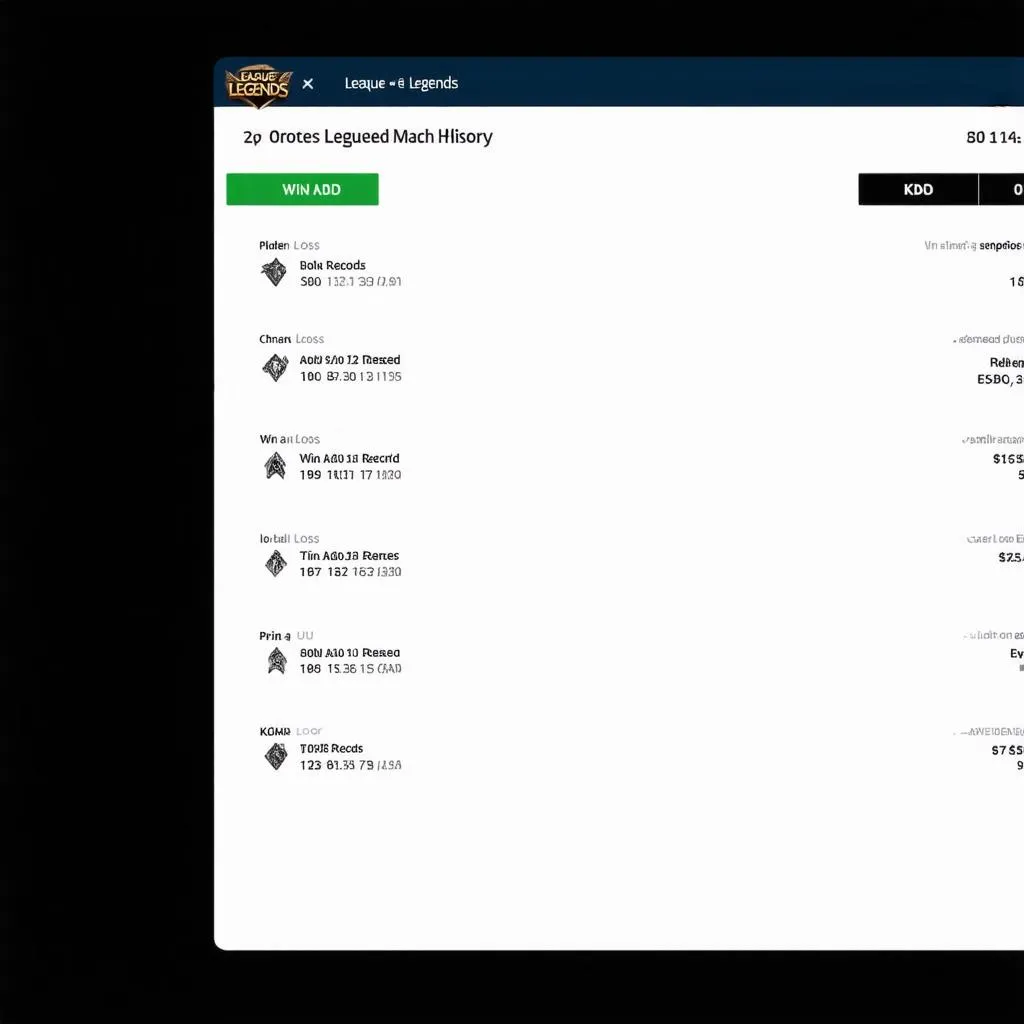 Lịch Sử Trận Đấu LOL Profile