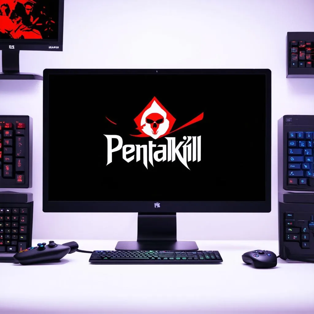 Màn hình máy tính hiển thị logo Pentakill