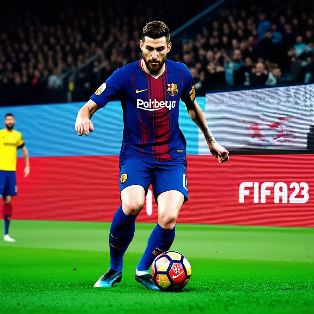 Messi điều khiển trái bóng trong FIFA 23