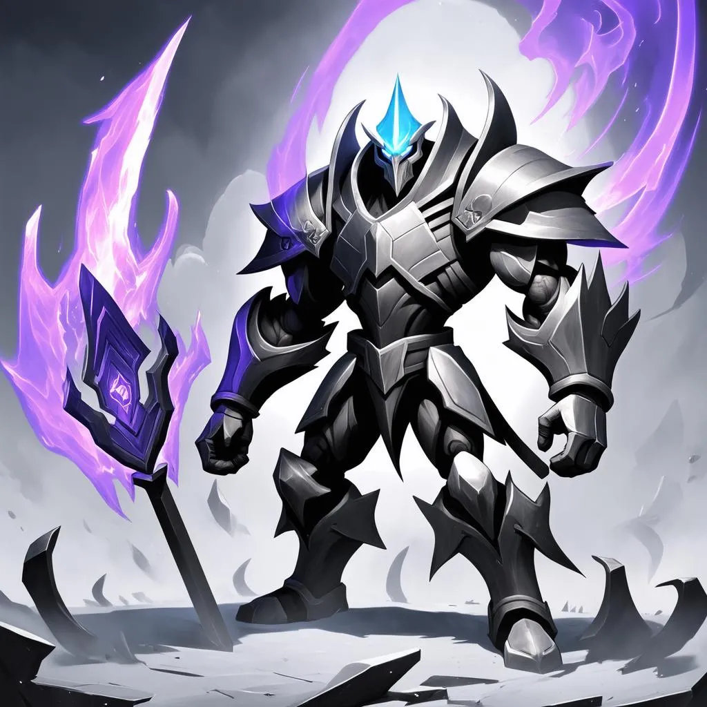 Mordekaiser sử dụng chiêu cuối lên Riven