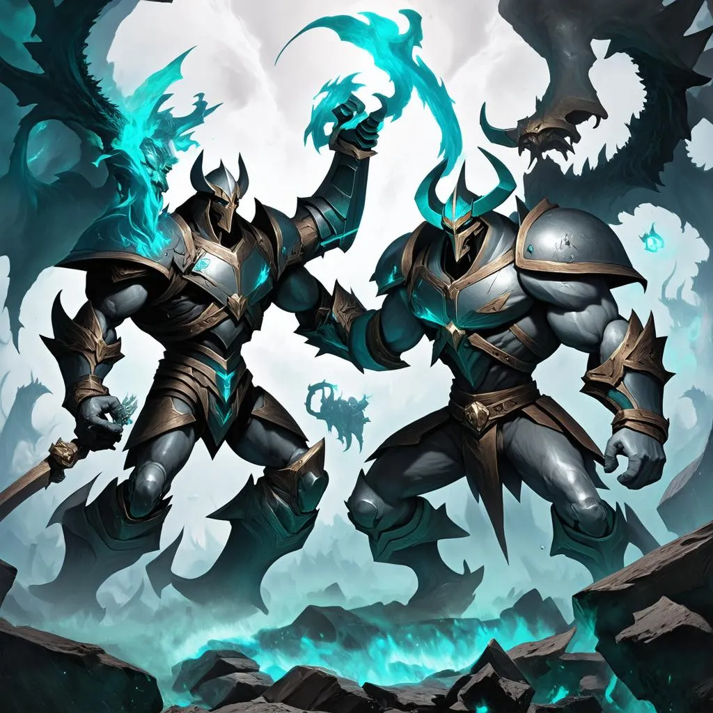 Mordekaiser và Illaoi trong giao tranh