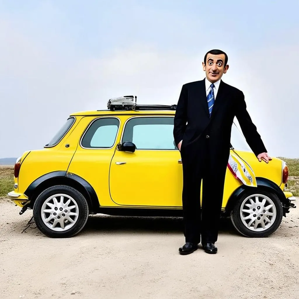 mr bean và chiếc xe mini cooper