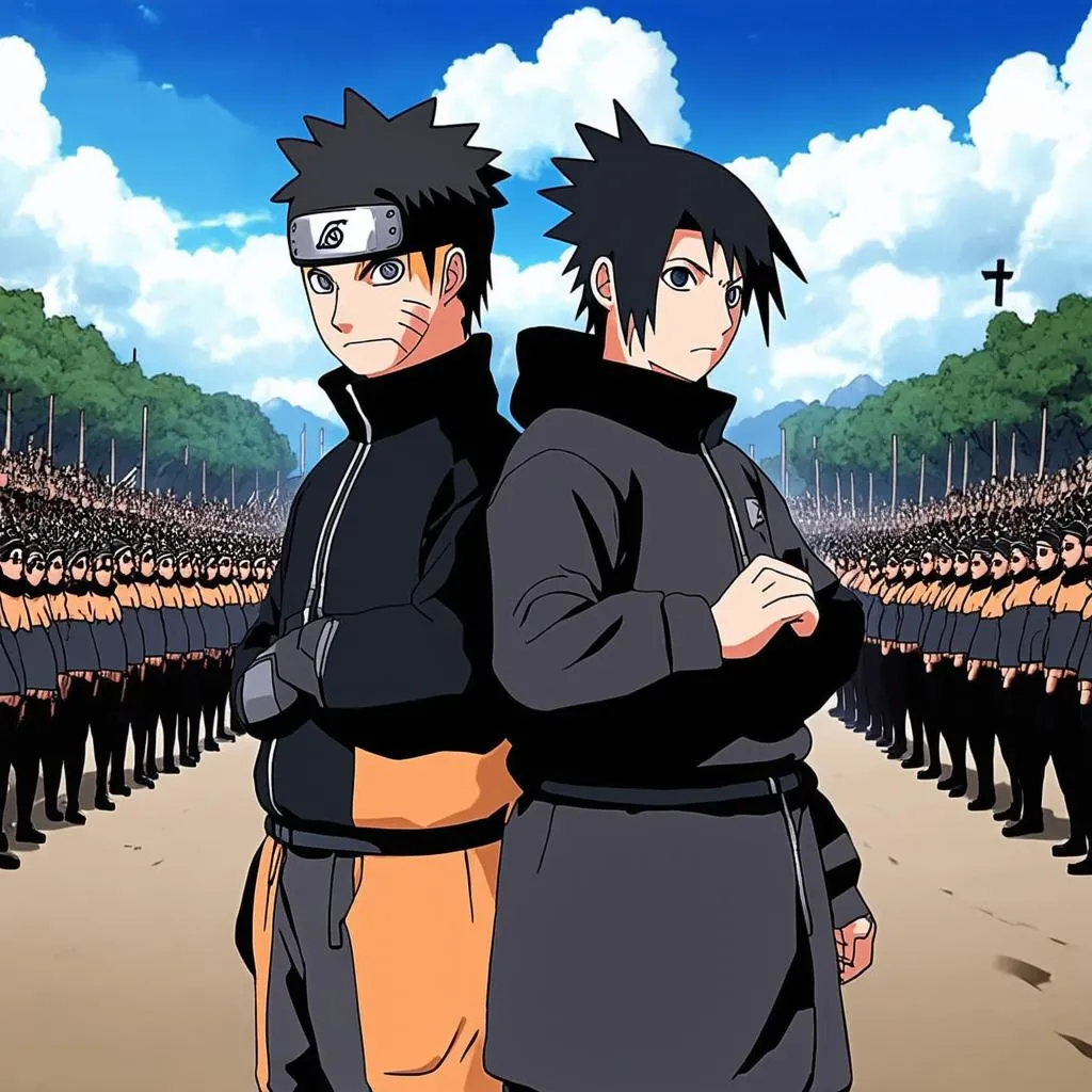 Naruto Sasuke Đứng Đối Đầu Trong Đại Chiến Ninja