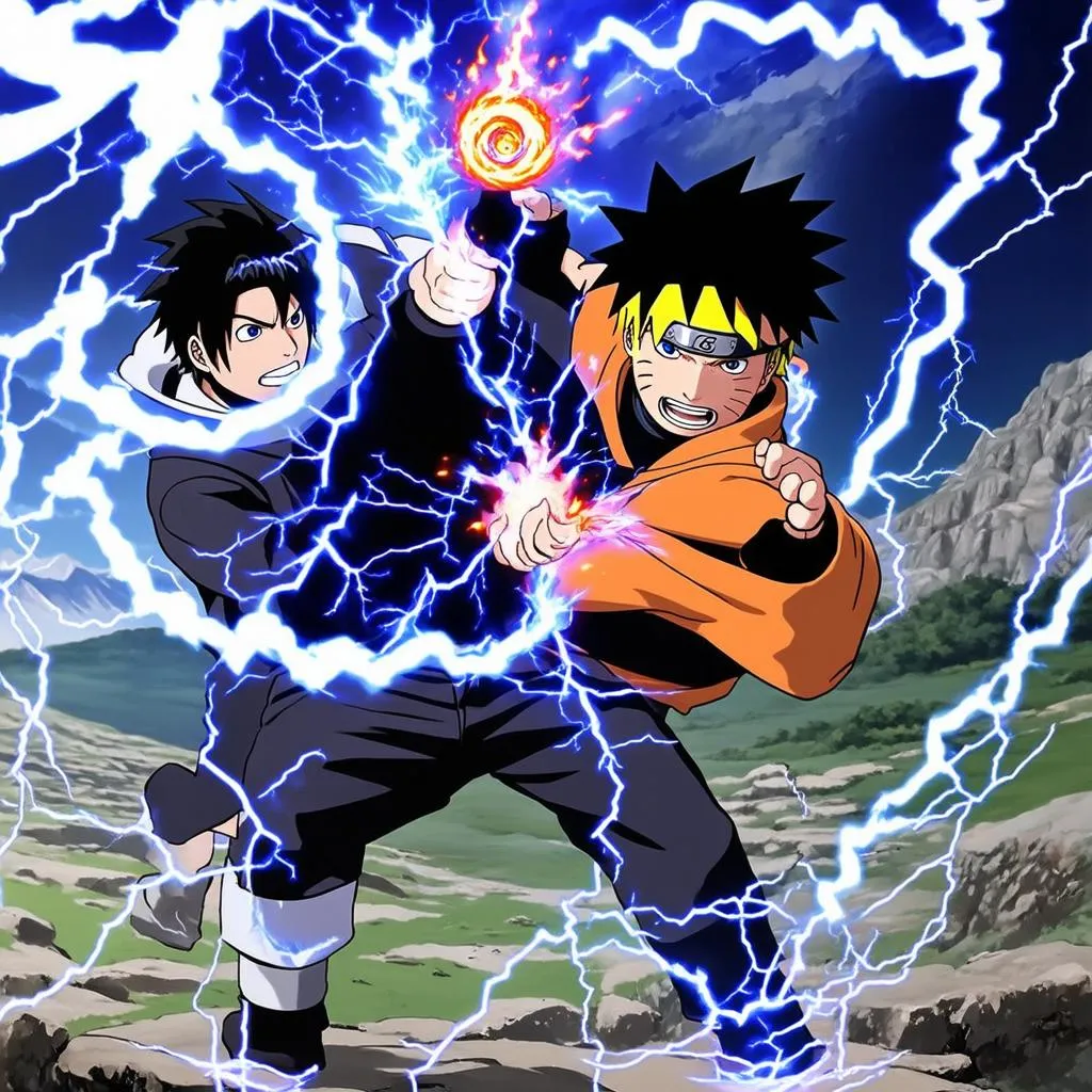 Naruto and Sasuke fight