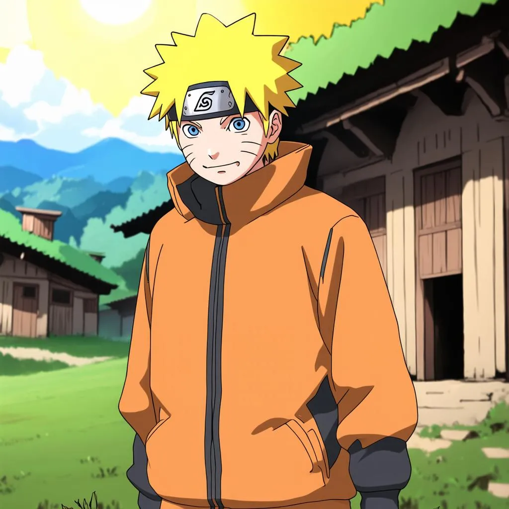 Naruto Uzumaki đứng trước làng Lá ánh sáng