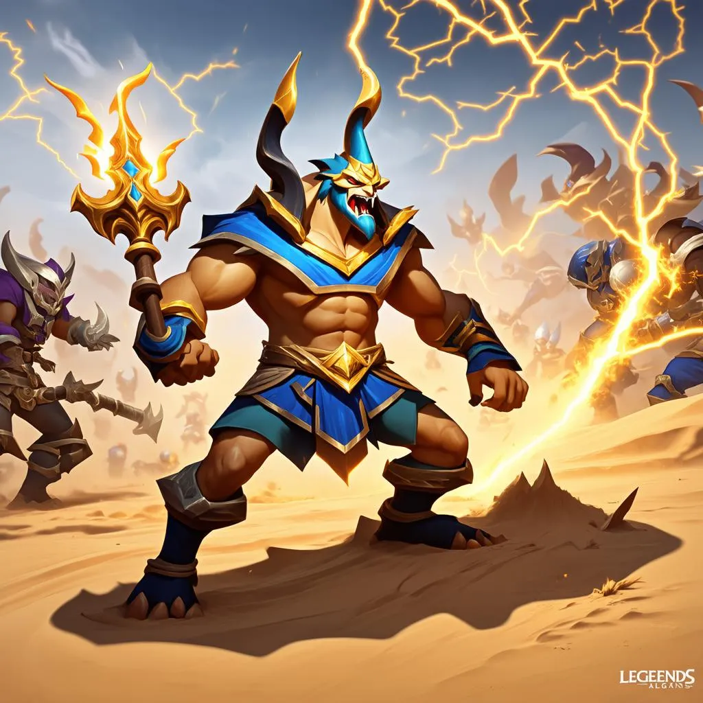 Nasus sử dụng kỹ năng trong game Liên Minh Huyền Thoại