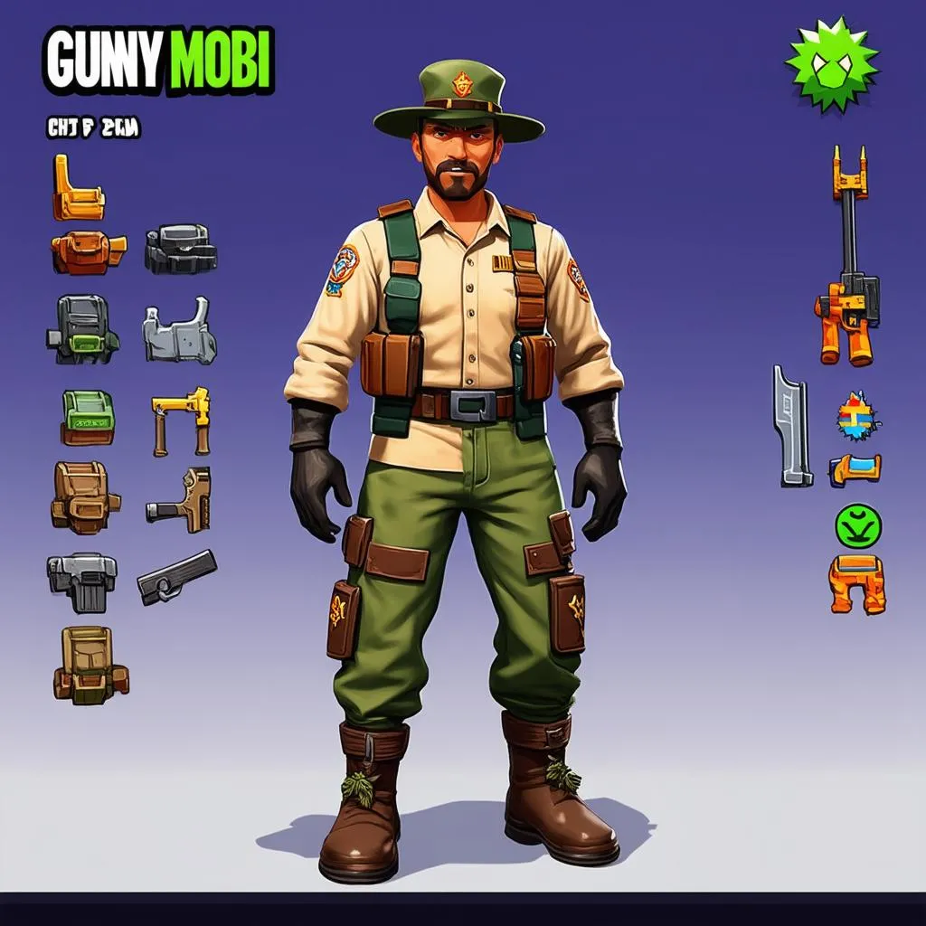 Nhân vật game Gunny Mobi với trang bị