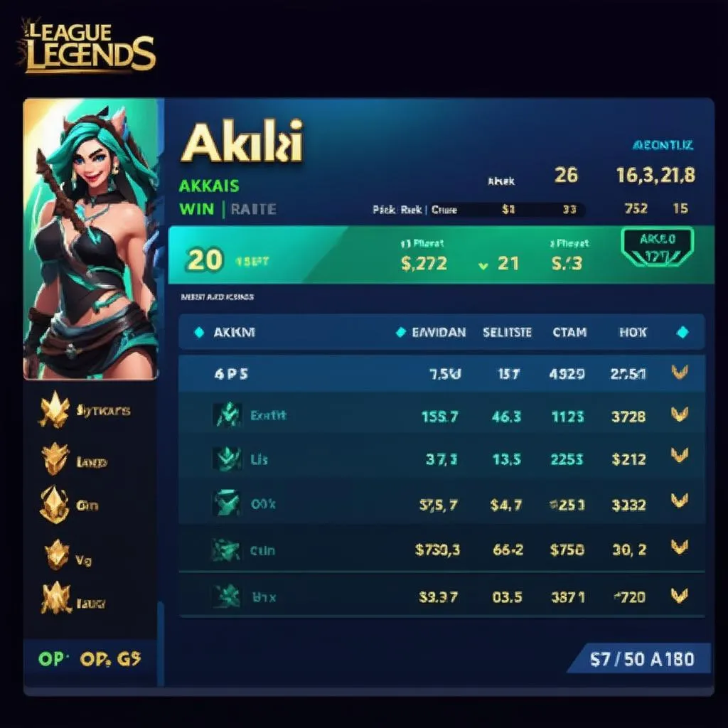 Tỷ lệ thắng Akali trên op.gg