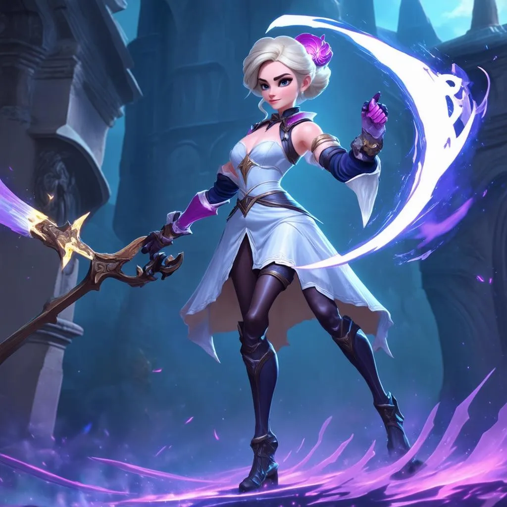 Orianna tung quả cầu năng lượng