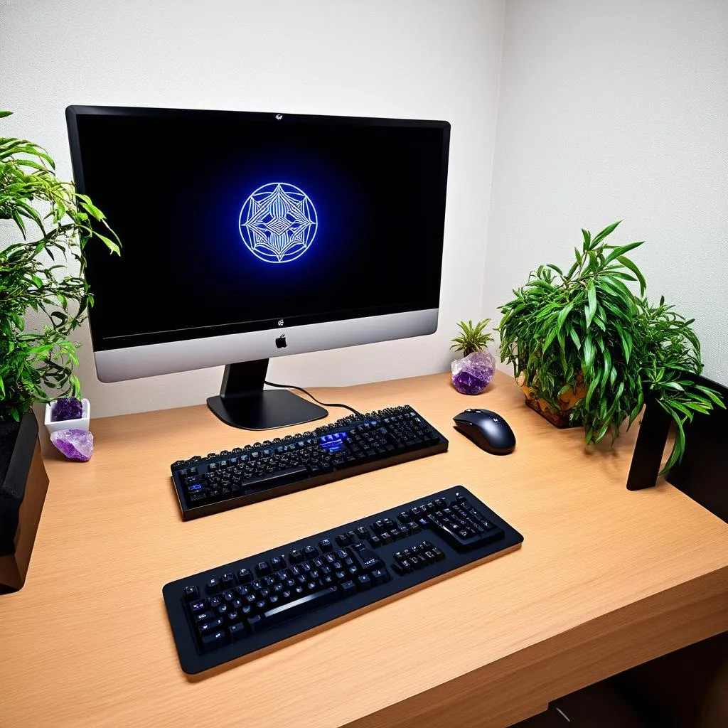 Feng Shui elements incorporated in a gaming setup