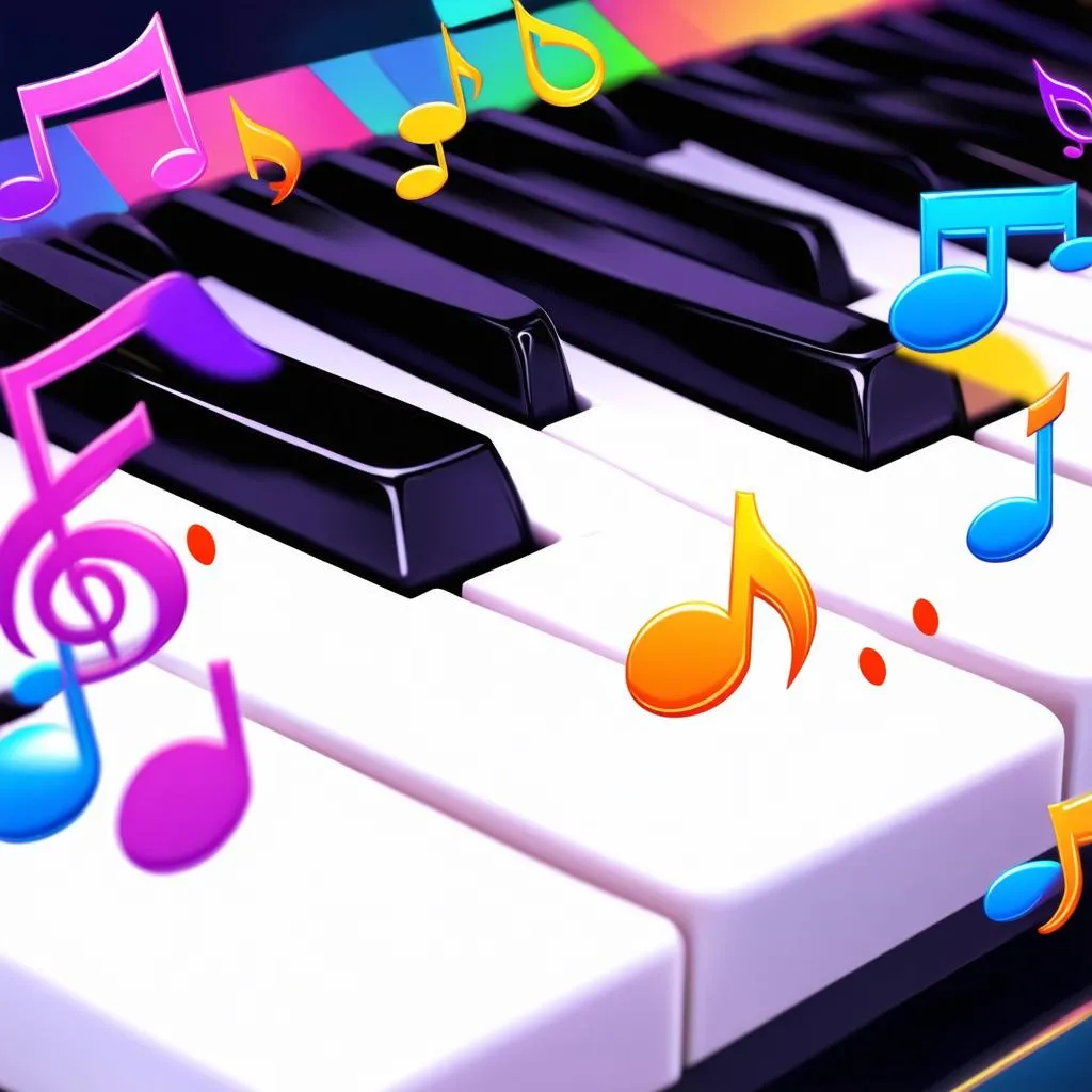 Piano game với nhiều phím đàn màu sắc