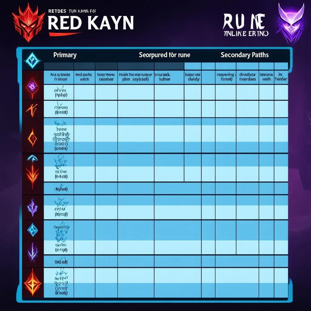 Red Kayn Runes Chart