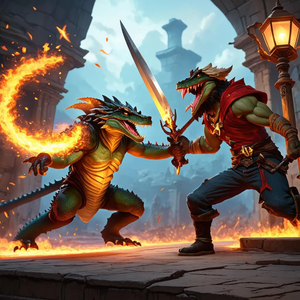 Renekton giao chiến với Jax trong Liên Minh Huyền Thoại