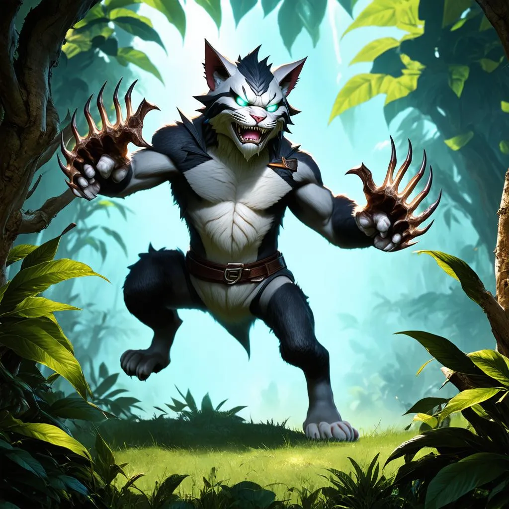 Rengar nhảy xuống từ bụi cỏ