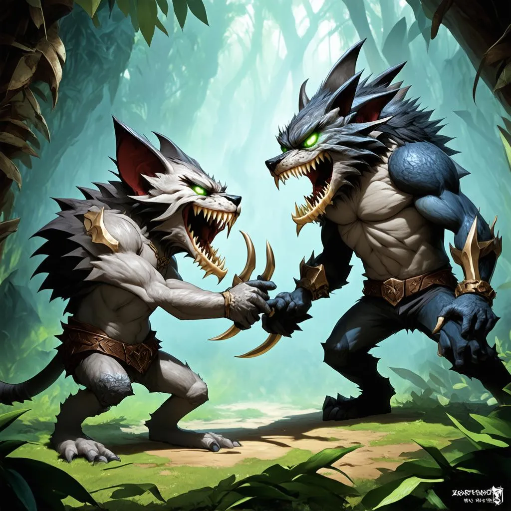 Rengar và Warwick đối đầu