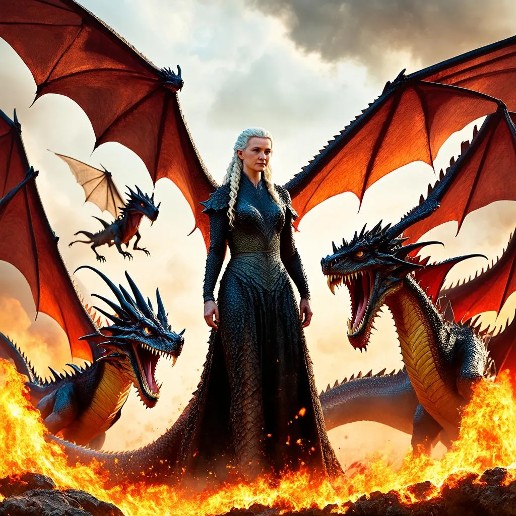 Daenerys Targaryen và rồng lửa