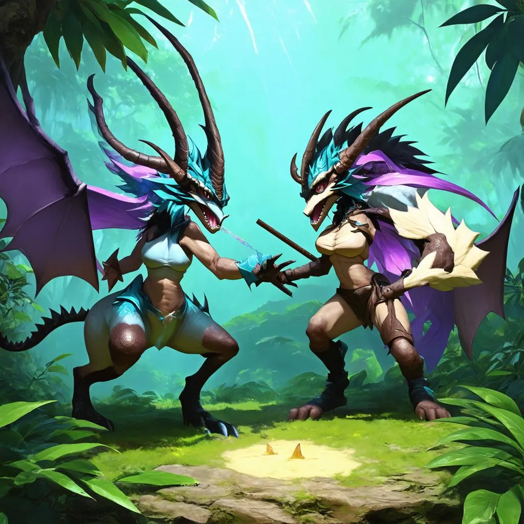 Shyvana đối đầu Aumumu trong rừng