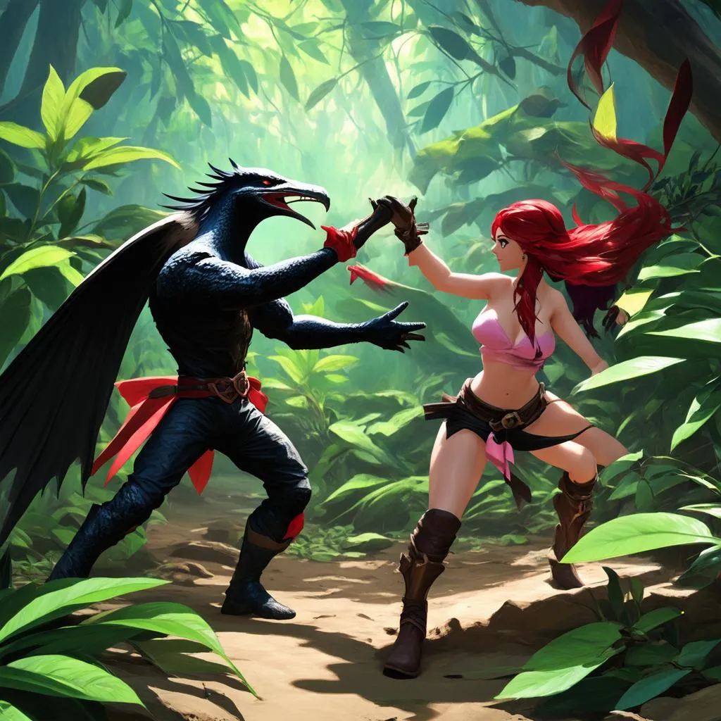 Talon và Katarina đối đầu trong rừng