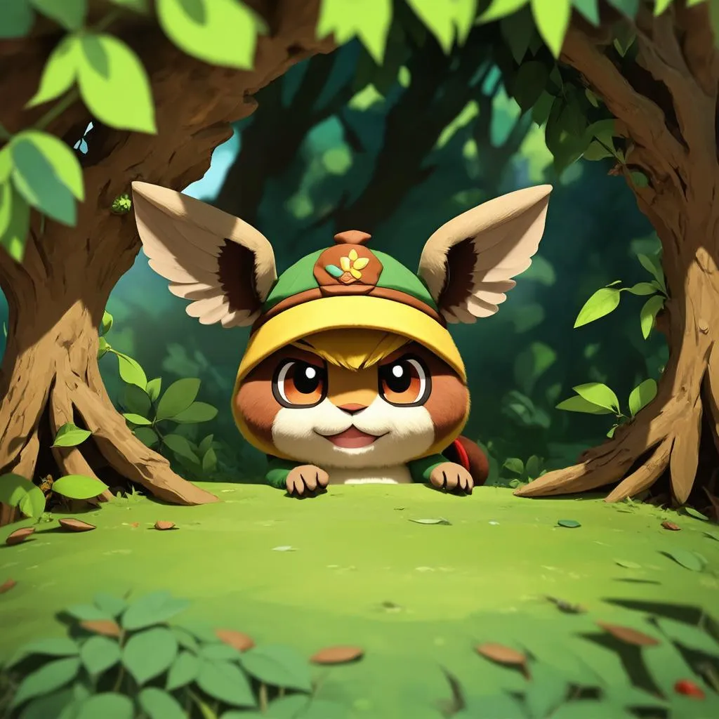 Teemo đứng trong bụi cỏ