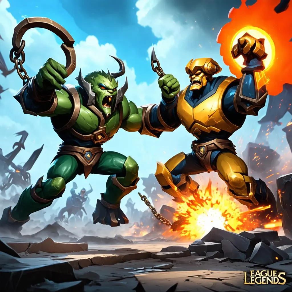 Thresh và Blitzcrank giao tranh nảy lửa bằng những cú kéo thần thánh