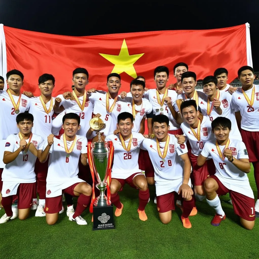 U23 Việt Nam giơ cao cúp vô địch SEA Games 31