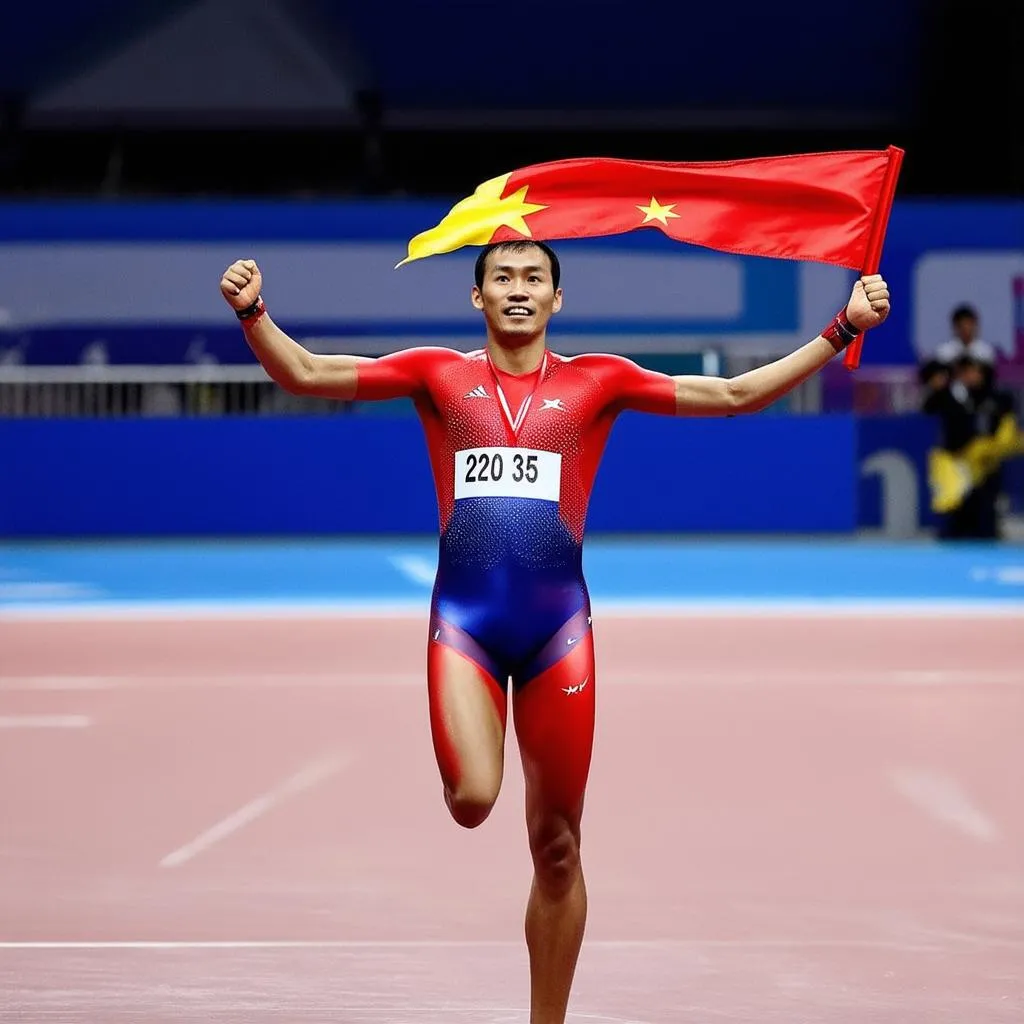 vietnamese athlete winning medal