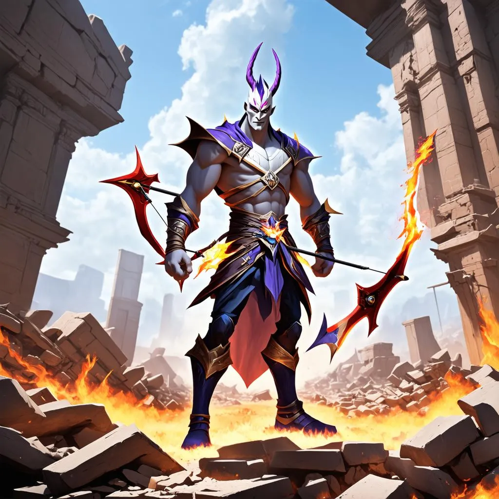 Varus standing triumphantly after winning a battle